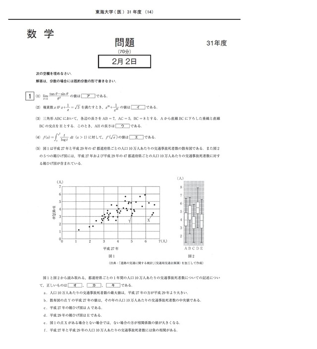 2023年度　私立医学部入試問題と解答　14.東海大学