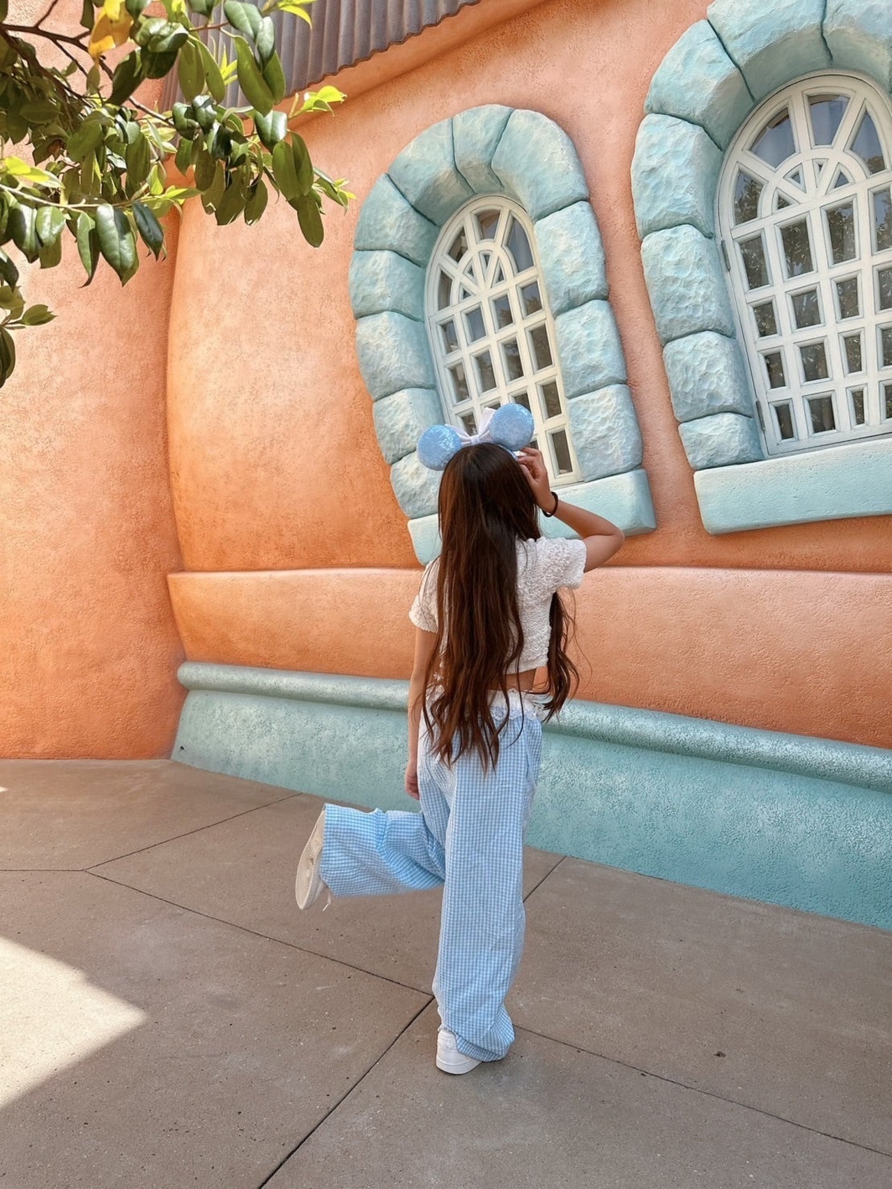 【ピンク120cm即納】ギンガムチェックレースレイヤードパンツ