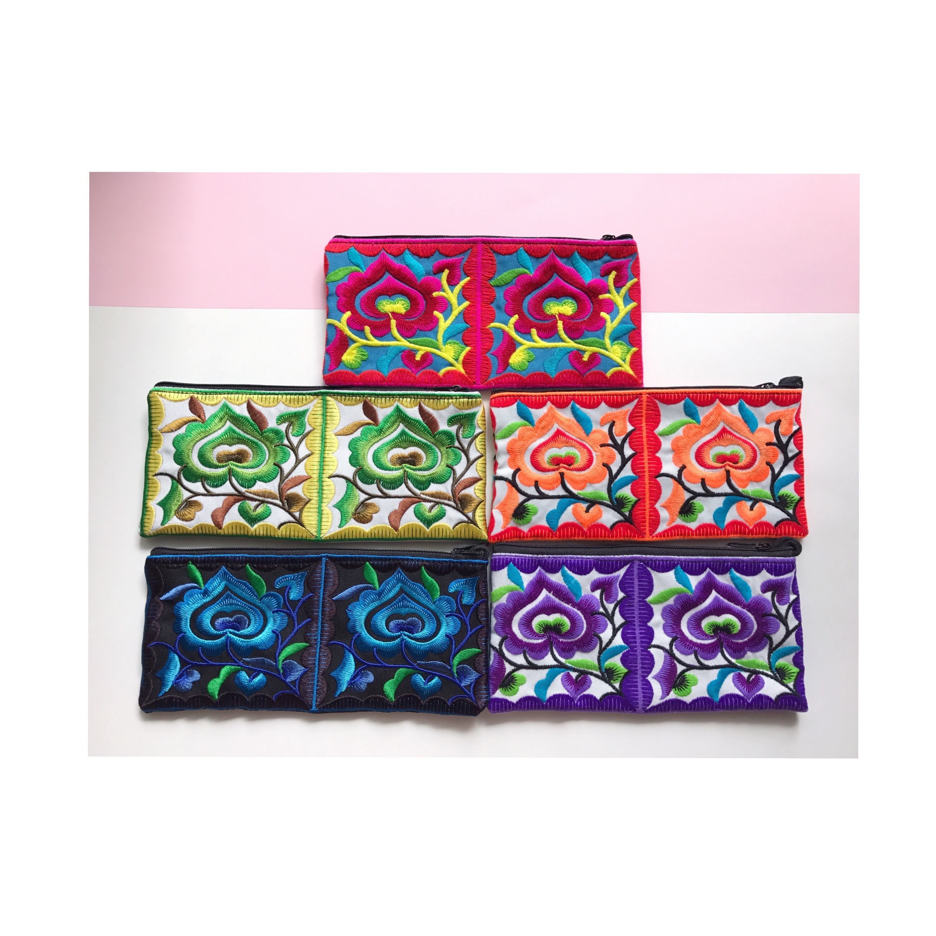 タイ〉ポーチ 山岳民族刺繍/蓮 | EXOTIC