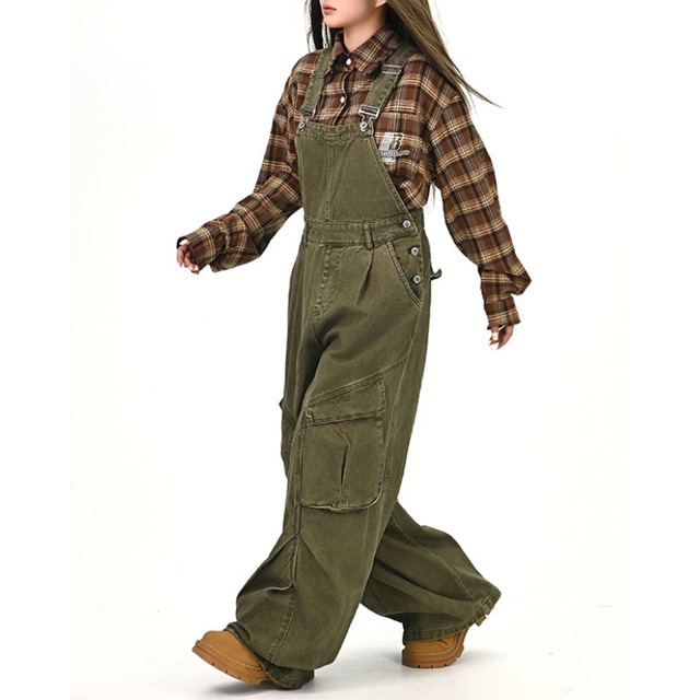 simple pocket denim overalls　シンプルポケットデニムオーバーオール　J1231
