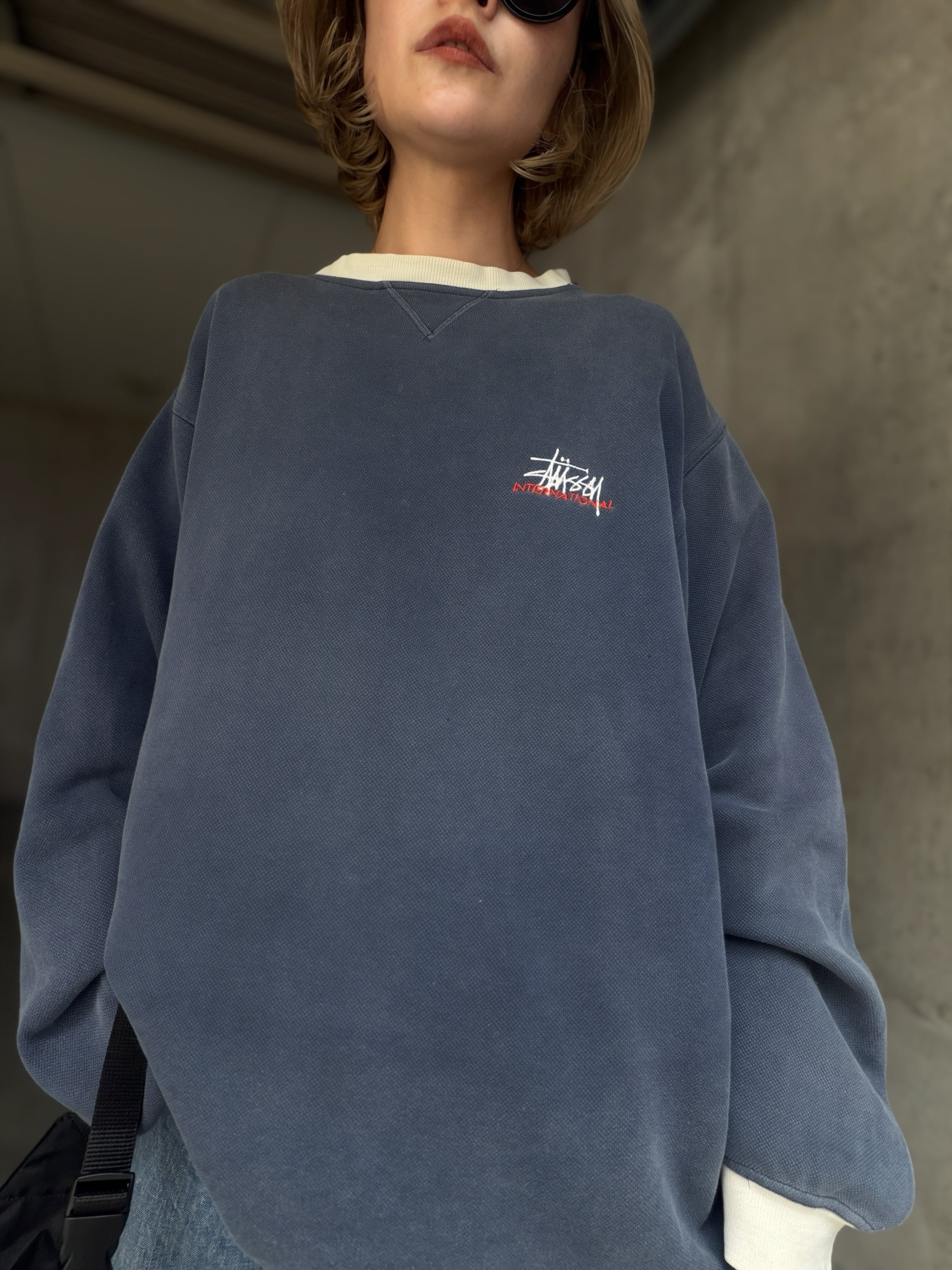(CS2531)00‘s STUSSY seed stitch embroidery logo sweat
