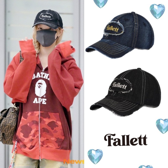 ★(G)I-DLE ウギ 着用！！【FALLETT】ヴィンテージ デニム ベースボールキャップ - 2COLOR