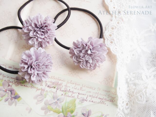 おしゃれ上手のれんげ草ヘアゴム アンティークパープル Atelier Serenade ナチュラル 大人可愛いフラワー雑貨