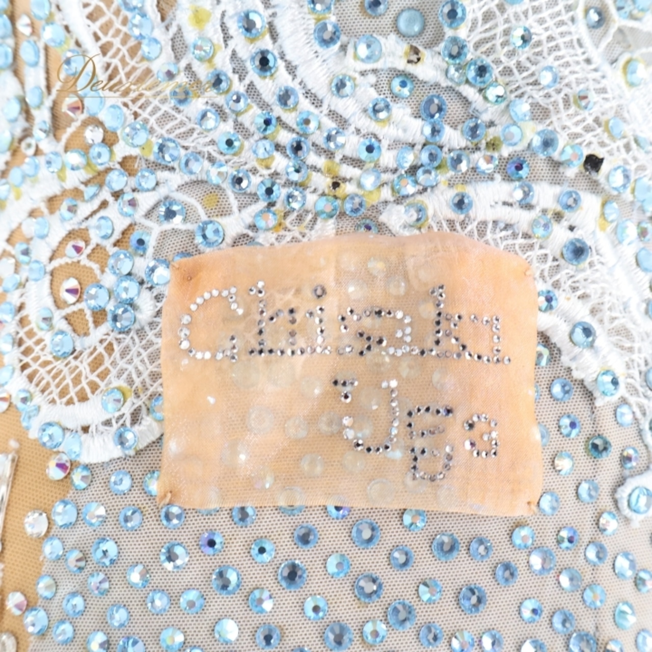 社交ダンス 衣装 gentil Chisaki uga ジャンティ 宇賀千咲 スタンダードドレス ワンピース ドレス スタンダード フロート レース デモ 競技 ダンス パーティ 発表会 水色 白 ホワイト系 ベージュ系 ブルー系 高級感 プリーツ フロートドレス gentileドレスバッグ