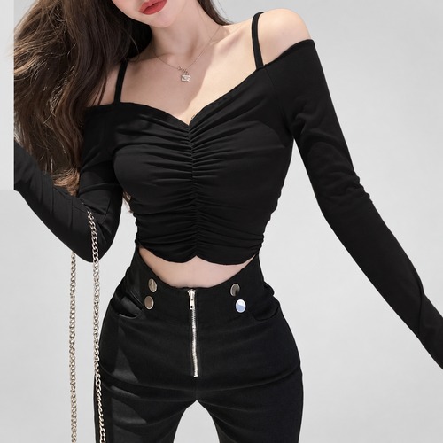 off shoulder gather tops / l0814