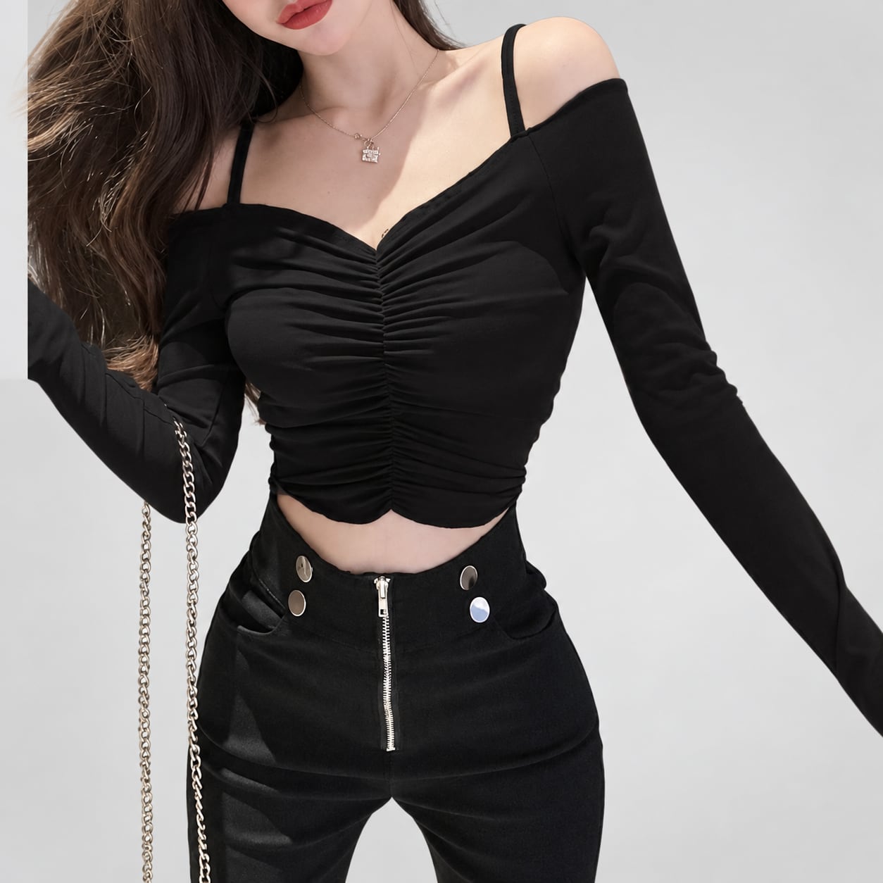 off shoulder gather tops / l0814