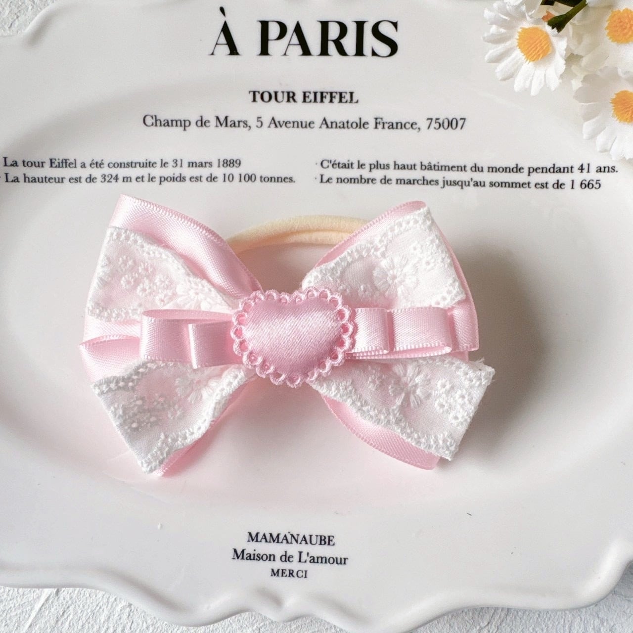 可愛いレースのリボンヘアバンド(後ろ支え付き)