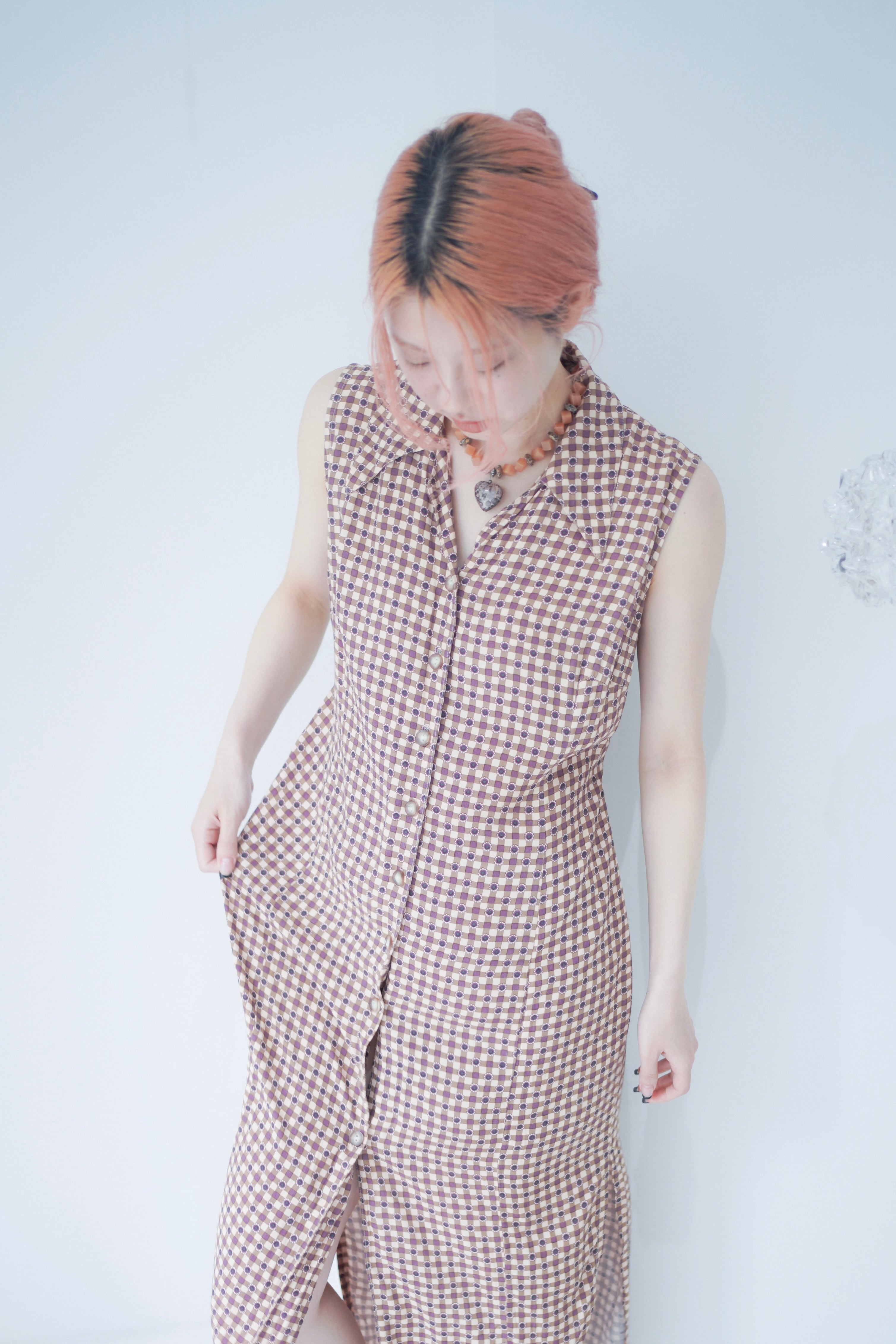 check flower dress