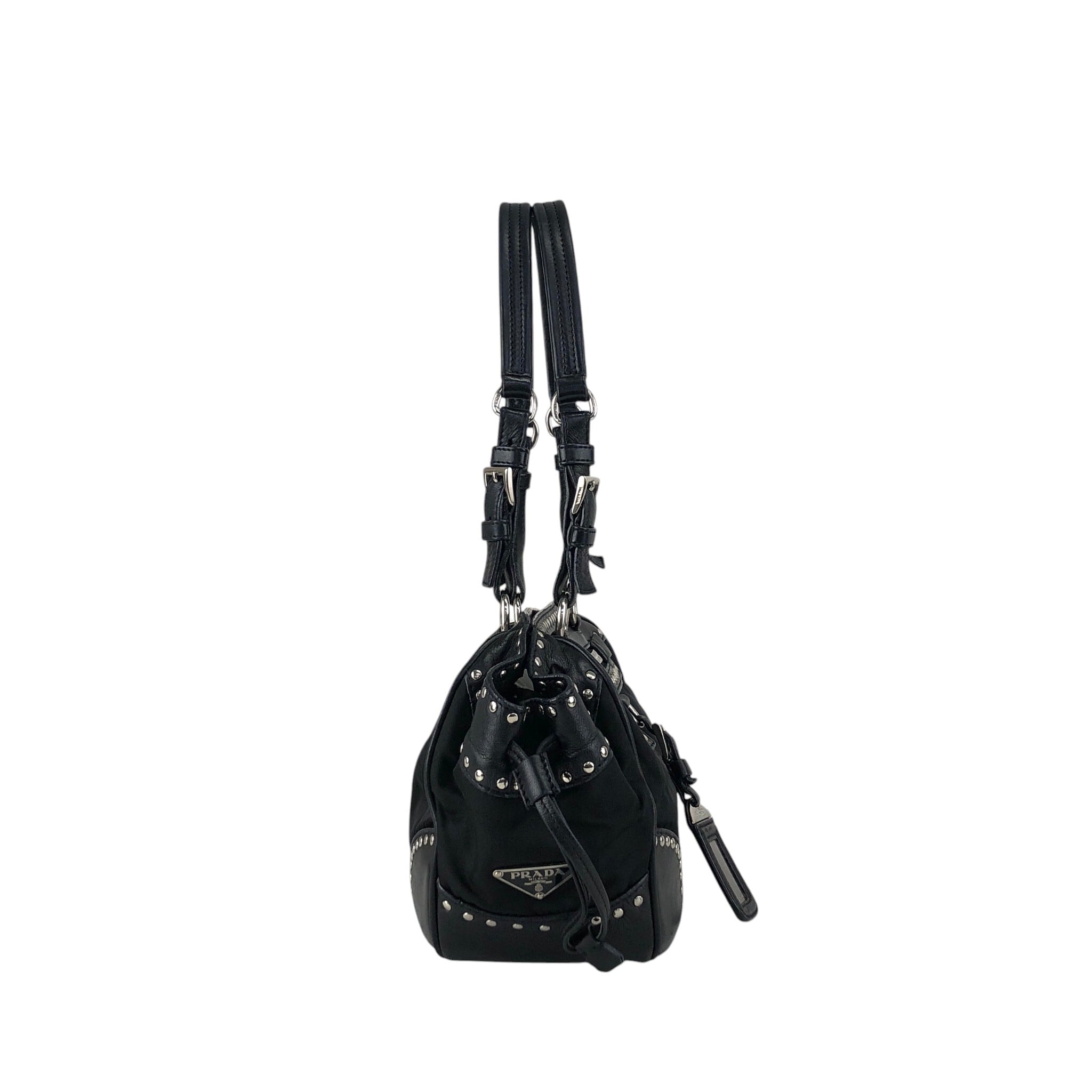 PRADA プラダ トートバッグ ブラック スタッズ レザー vintage