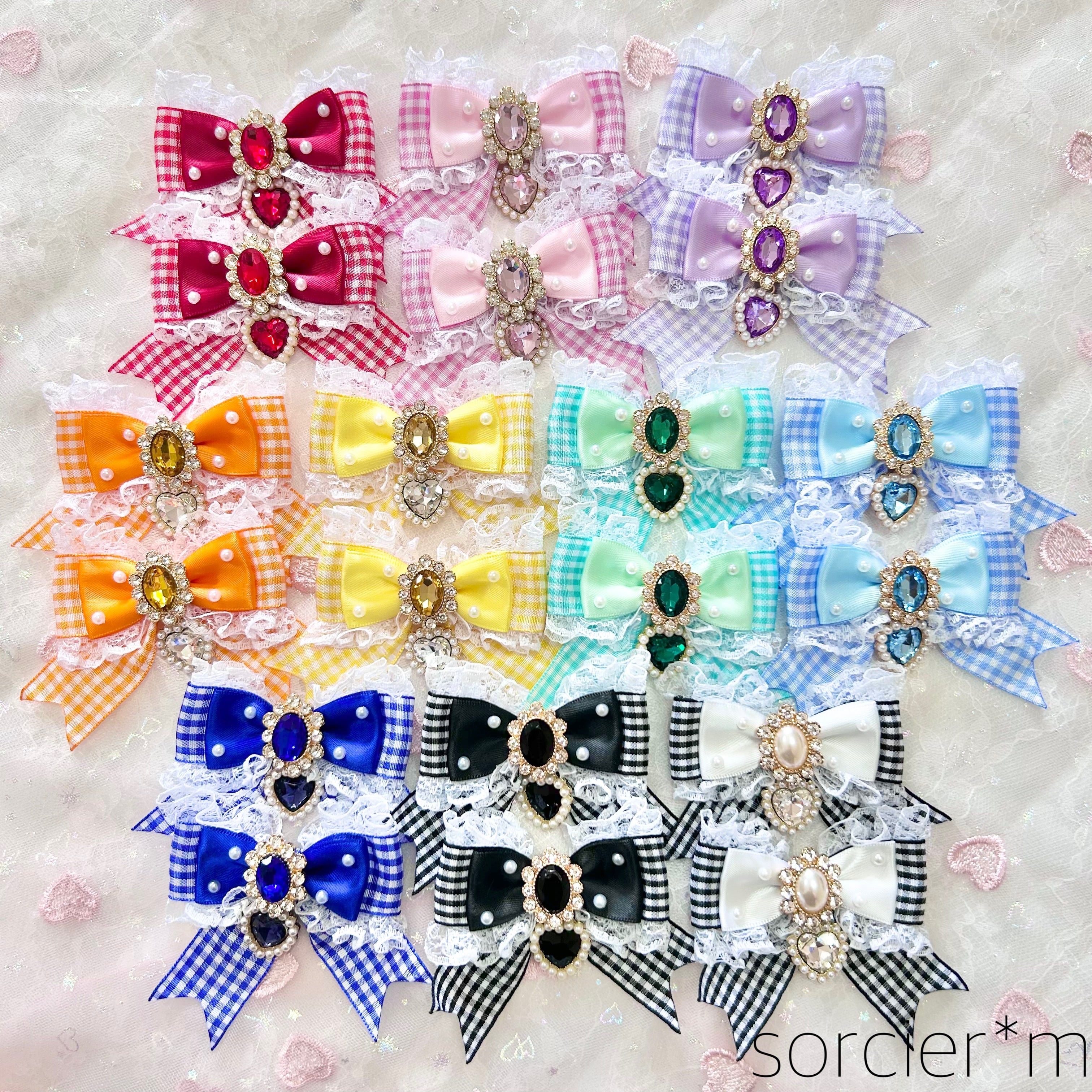 Jewel ♡ リボン ヘアクリップ ヘアピン 量産型 ラベンダー ロリィタ