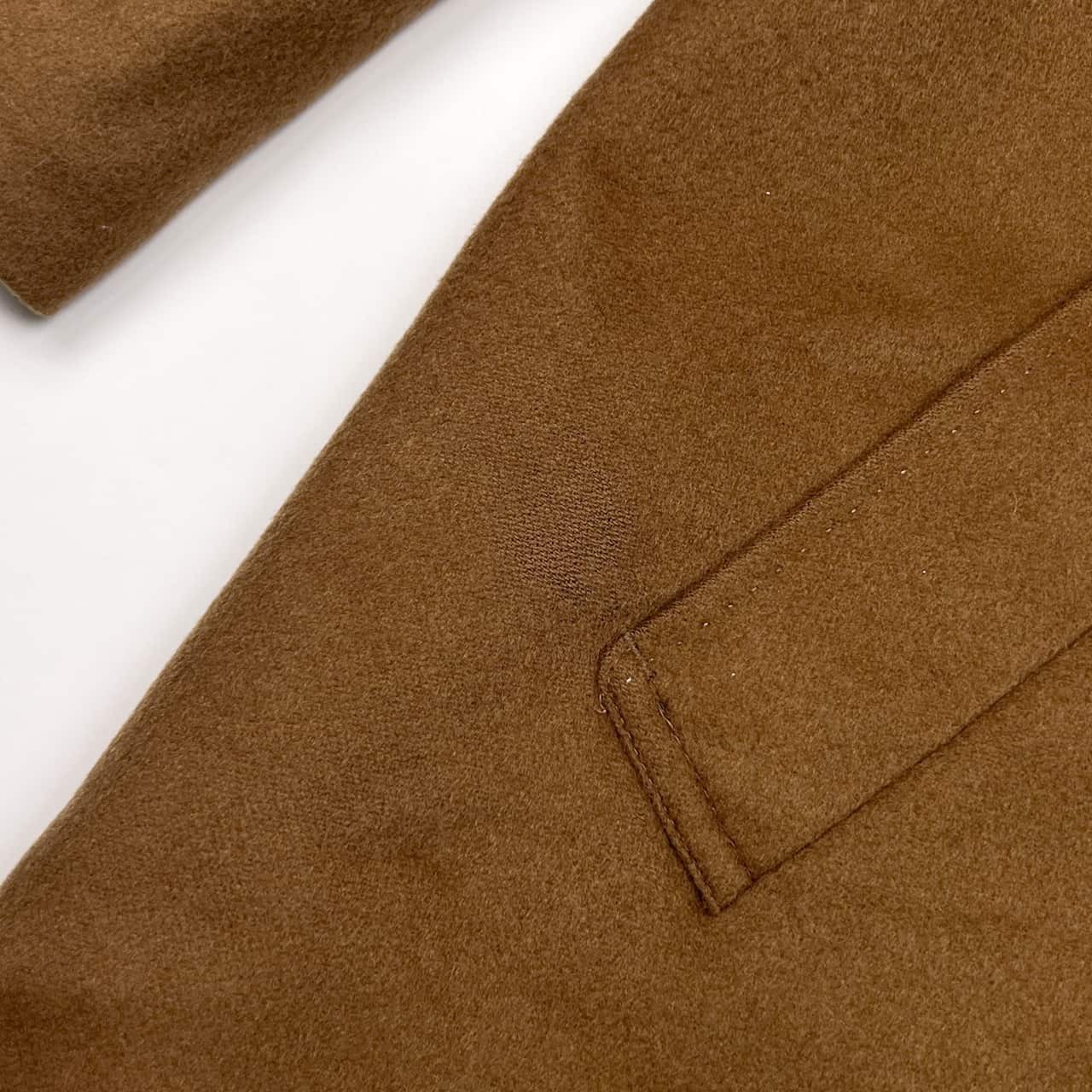 カシミヤ100% Limousine リムジン 比翼 ステンカラーコート M/ベージュ ブラウン メンズ