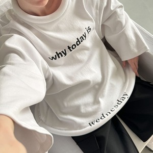 "Why"バック"？"マークロールエッジプリント長袖Tシャツ　LT0040045