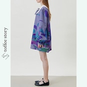 floral×stripe:プレッピー・ドールカラーのアートワンピース XU0030