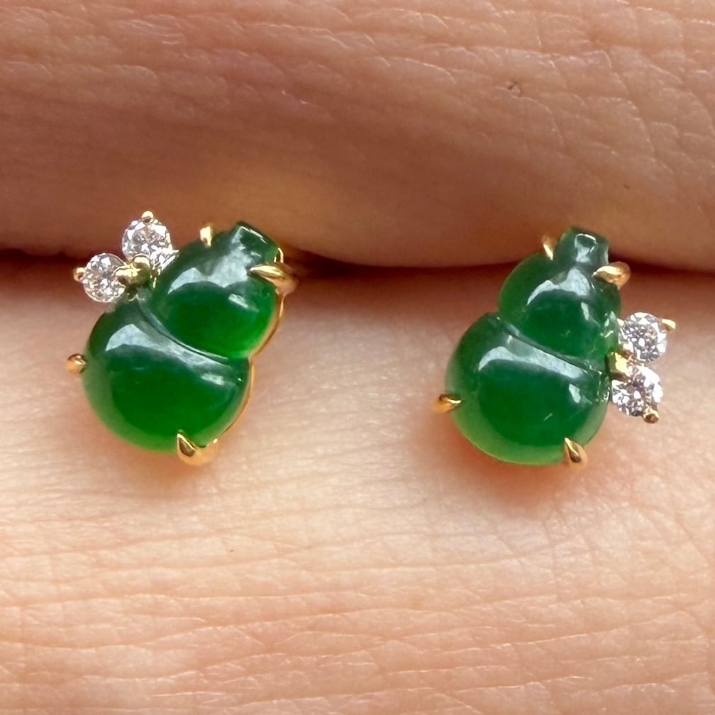 【ワンコ出品】天然本翡翠ピアス s925 2ペア 本翡翠ピアス k18 蓮の葉 クリスタル種 グァテマラ産 高級 無含浸 無