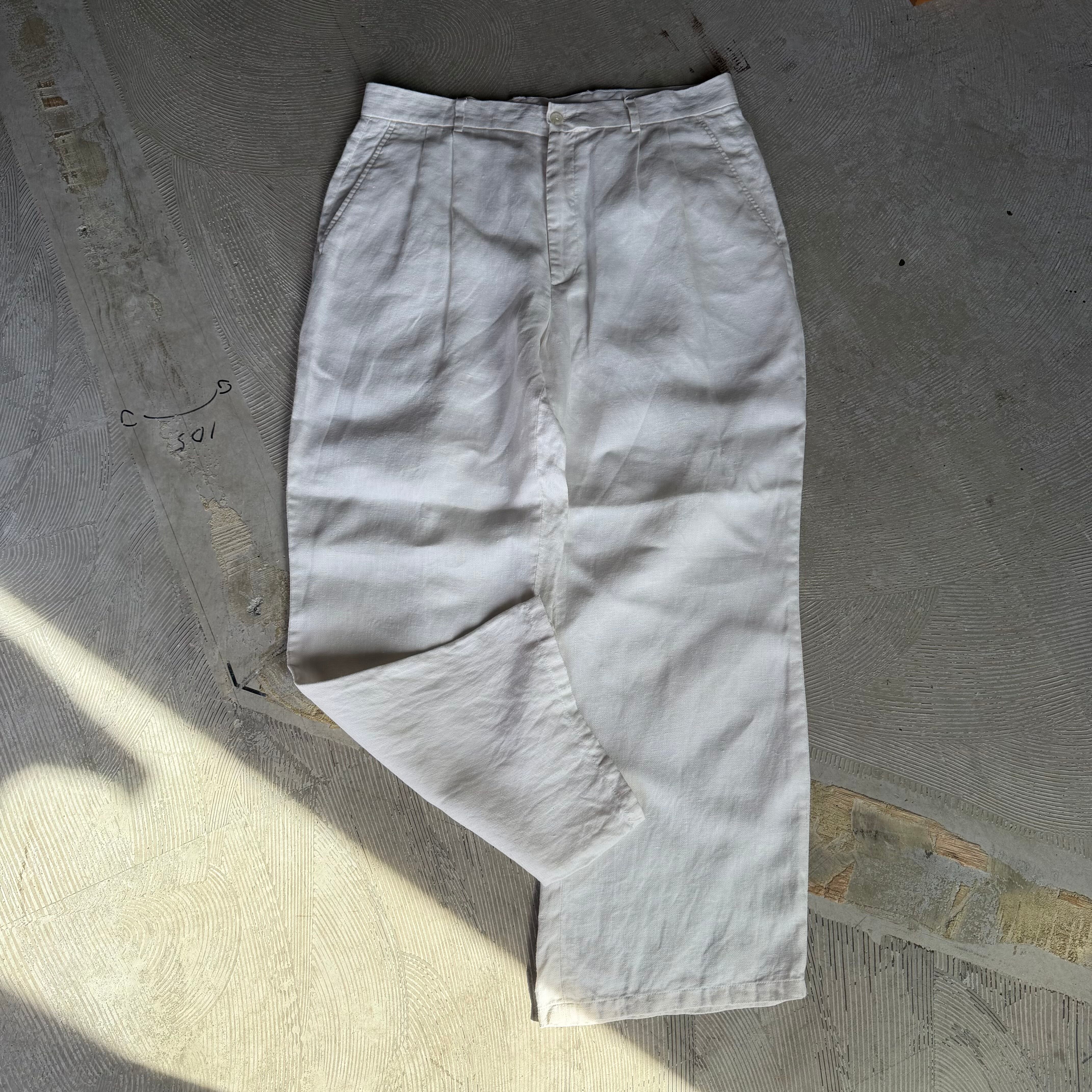 00s claiborne linen pants 2tuck White / クレイボーン リネンパンツ