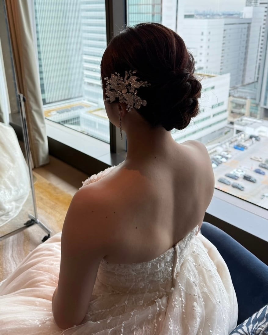シルバーフラワーヘッドドレス3点セット ウェディング【AH2311-07