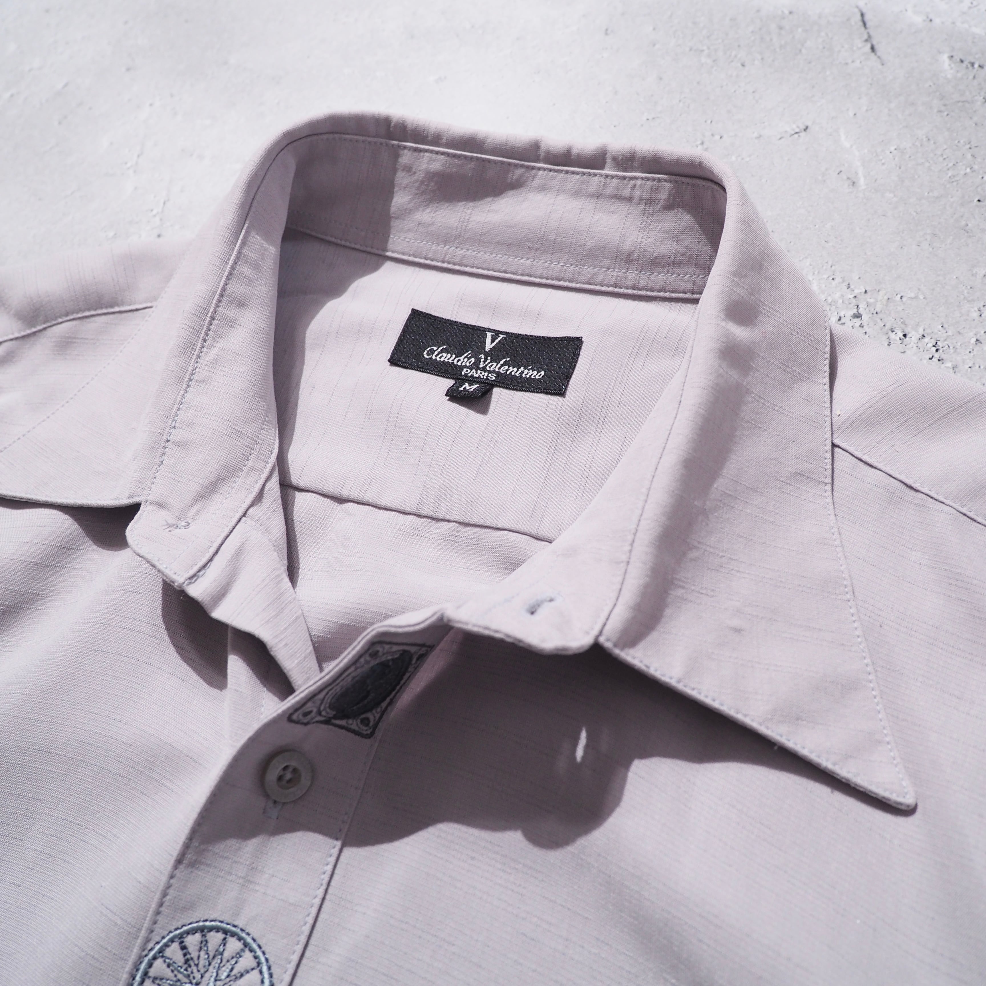 1990s Globe × Compass Embroidery Vintage Drape shirt