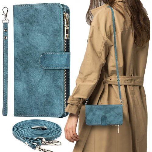 AQUOS R8 ケース 手帳型 ショルダー ストラップケース ポシェット カードケース AQUOSR8 SH-R80 モバイル SHR80 SH-52D doo SIMフリー 全対応 シャープ アクオス カバー SH52D アクオスR8 スマホケース 携帯カバー case ストラップ 適用 iCoverCase カード バッグ 肩がけ 斜め掛け ショルダーケース レトロ ターコイズ 2121