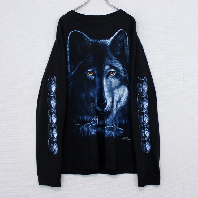 【Caka act2】Beautiful Wolf Design Loose Long T-Shirt
