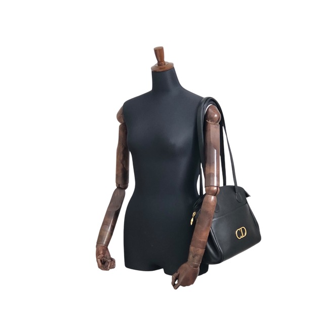Christian Dior クリスチャン ディオール ショルダーバッグ ブラック CDロゴ レザー トートバッグ vintage ヴィンテージ オールド 73xp73