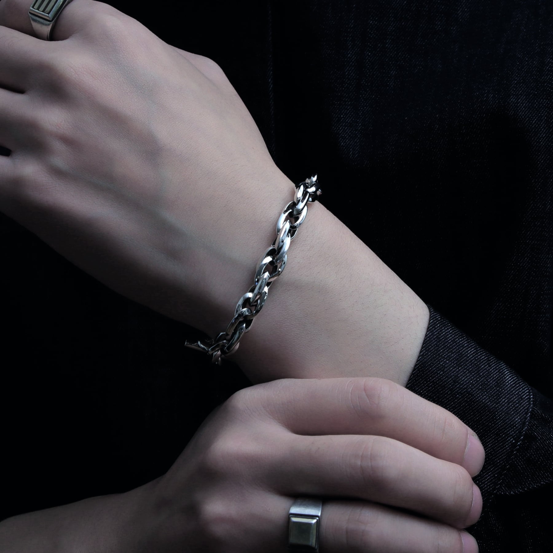 exaggeration rope chain motif triangle parts bracelet [DB6