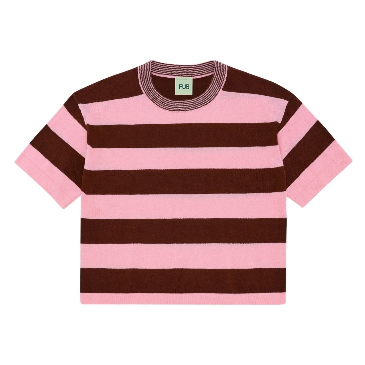 ＜FUB＞オーバーサイズ ニット Tシャツ Oversized T-shirt (candy/maroon) - 1