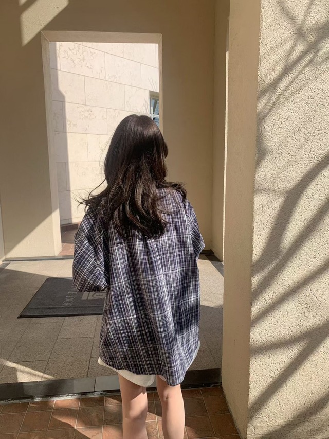 (予約) mellounge  / Blue check shirt 2color