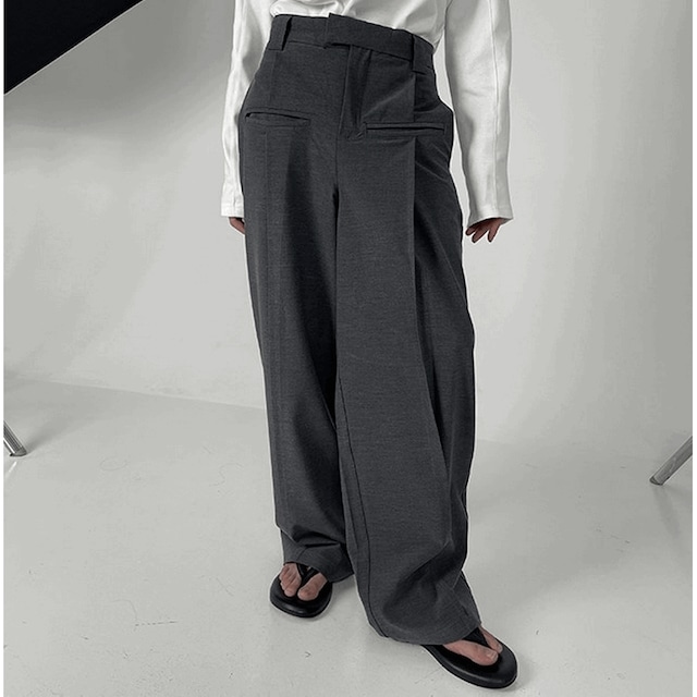 brand niche design wide pants（ブランドニッチデザインワイドパンツ）-b1244
