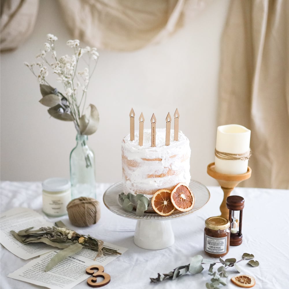 送料無料 日本製 ハッピーバースデー キャンドル ケーキトッパー 5本セット ロウソク モチーフ 木製 ウッド トッパーケーキ Happy Birthday 誕生日 飾り 飾り付け バースデー お祝い プレゼント おしゃれ ナチュラル 追跡型無料メール便 Hanamei