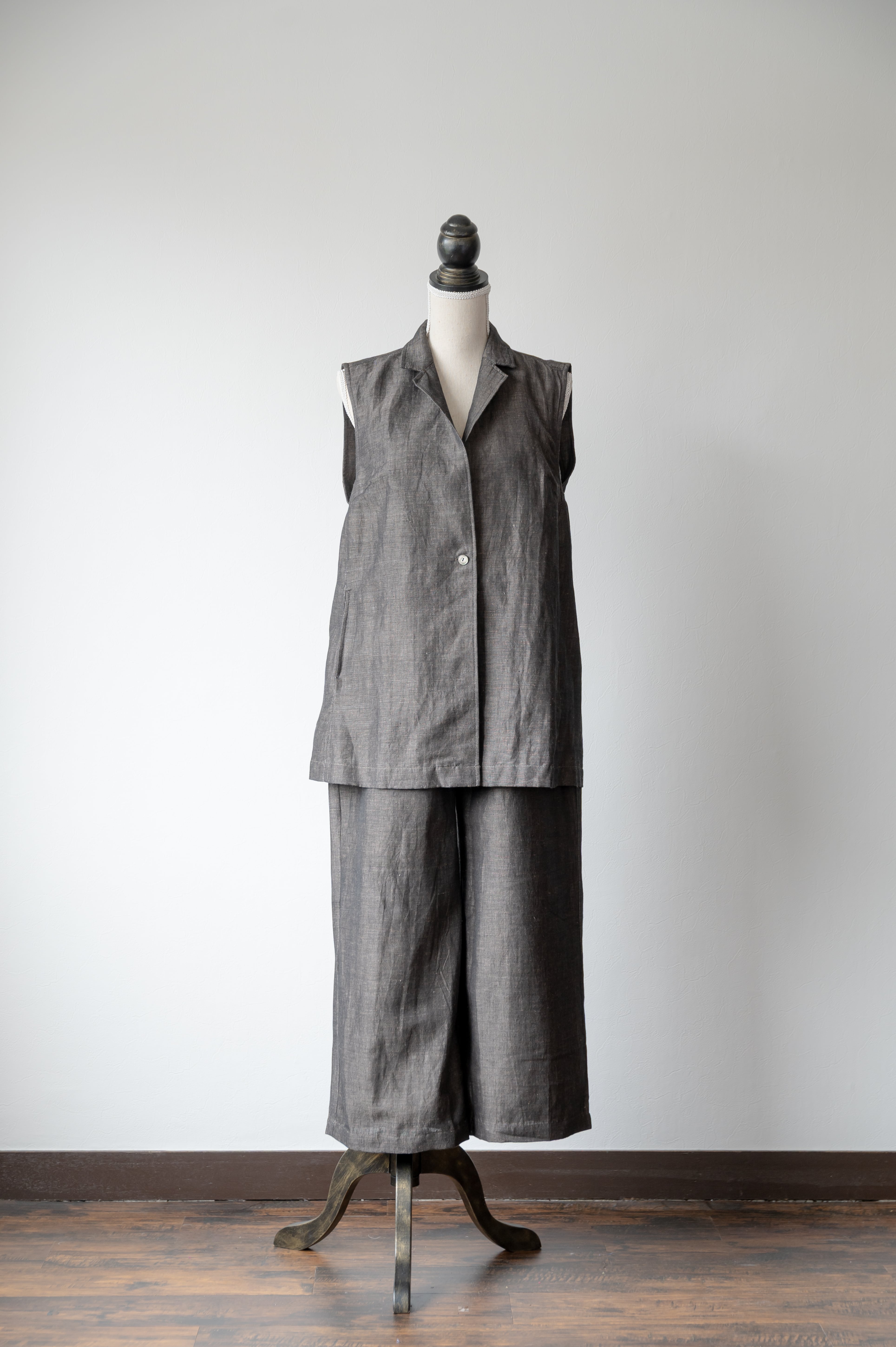 ORIENTAL GATE】麻コットン テーラードカラーベスト | ネパール発