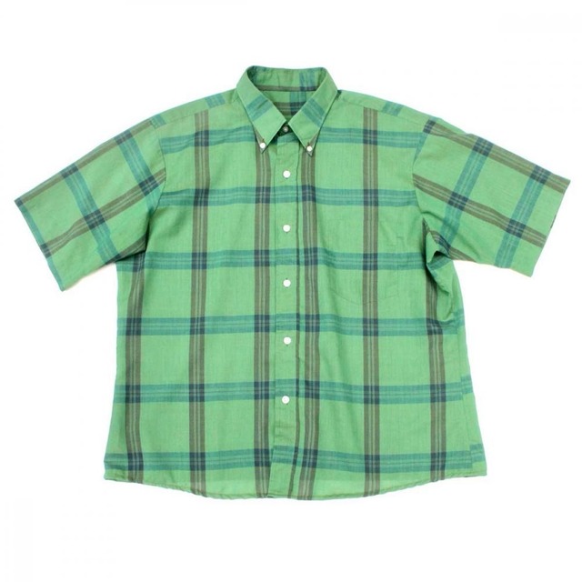 Vintage S/S BD Shirt [Unknown Brand] [1970s-] Green Plaid L