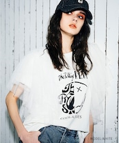 ギャザースリーブペイントTOPS (WHITE) CQ-46071