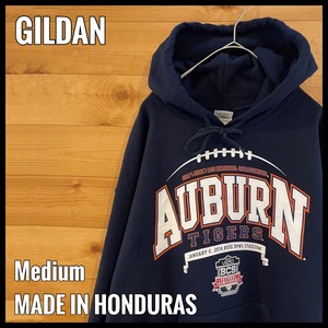 【GILDAN】カレッジ スウェット パーカー フーディ オーバーン大学 auburn university football TIGERS アーチロゴ M US古着