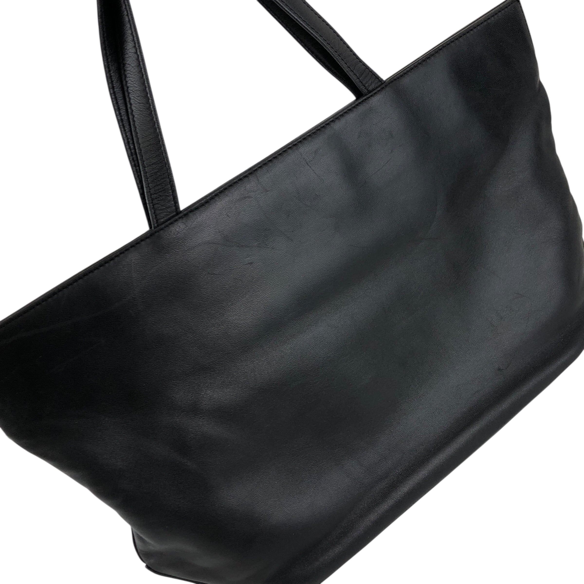 CELINE セリーヌ トートバッグ ブラック ロゴ レザー vintage