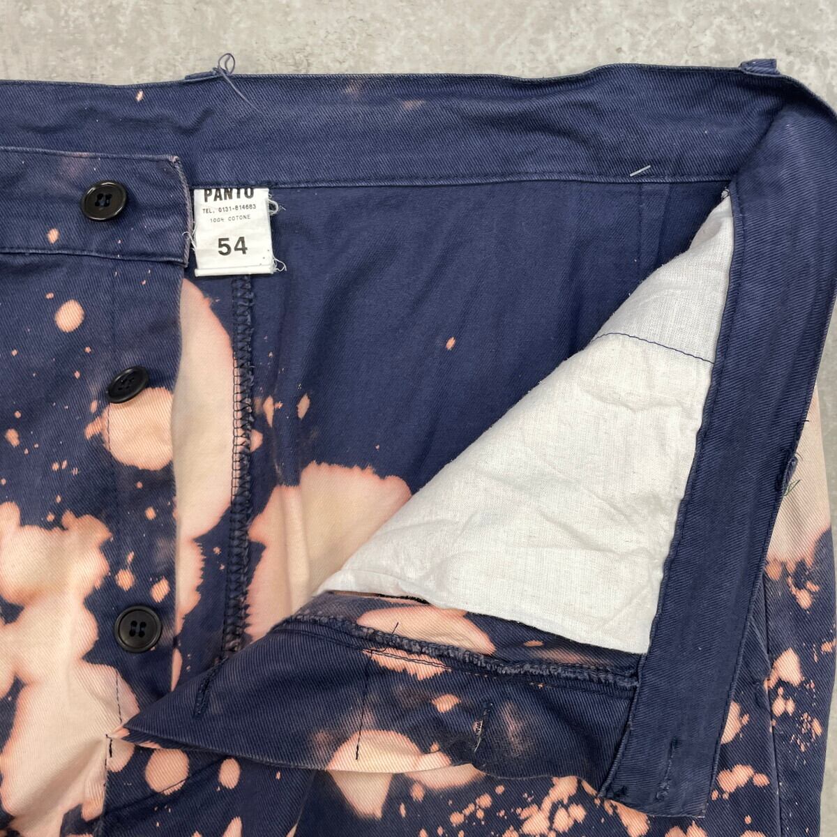 C.F.B. S.p.A. リメイク ブリーチ スプラッター タイダイ ユーロ ワークパンツ メンズW36-37相当  古着 リメイク 総柄 紺色 イタリア製 リメイク ブリーチ スプラッター タイダイ ユーロ ワーク