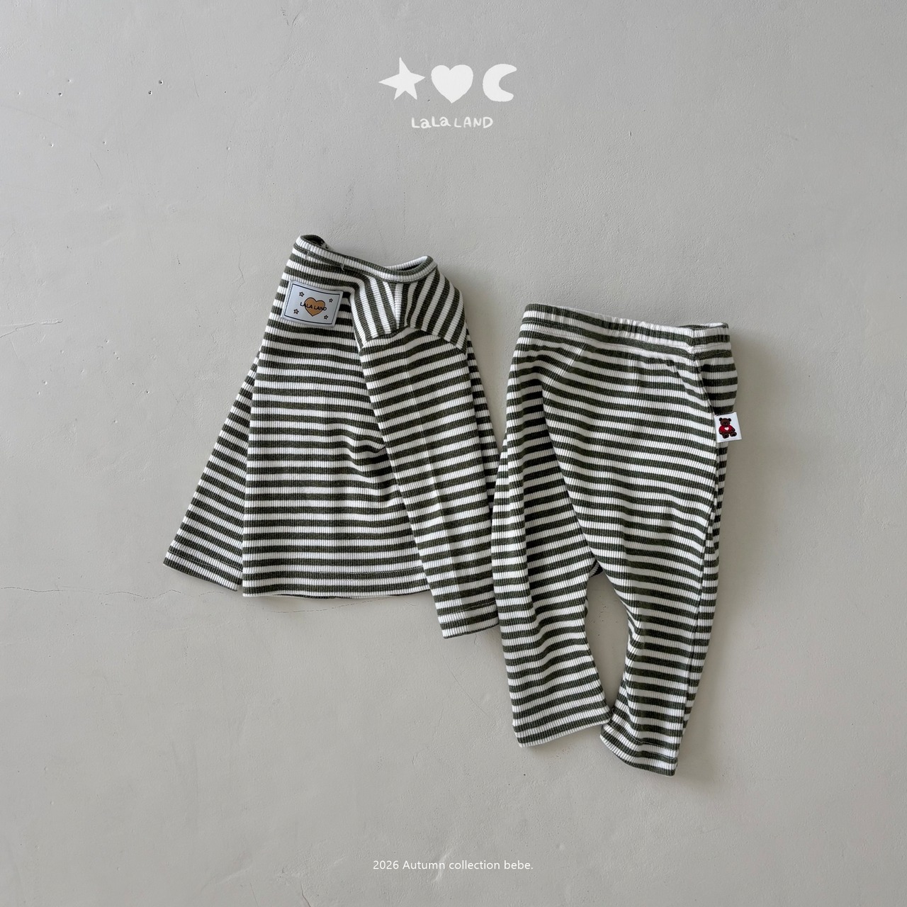 韓国子供服 / LALALAND / 26Autumn / ベベ ストライプ もちもちTシャツ / 秋服 / ベビー *6M~18M*
