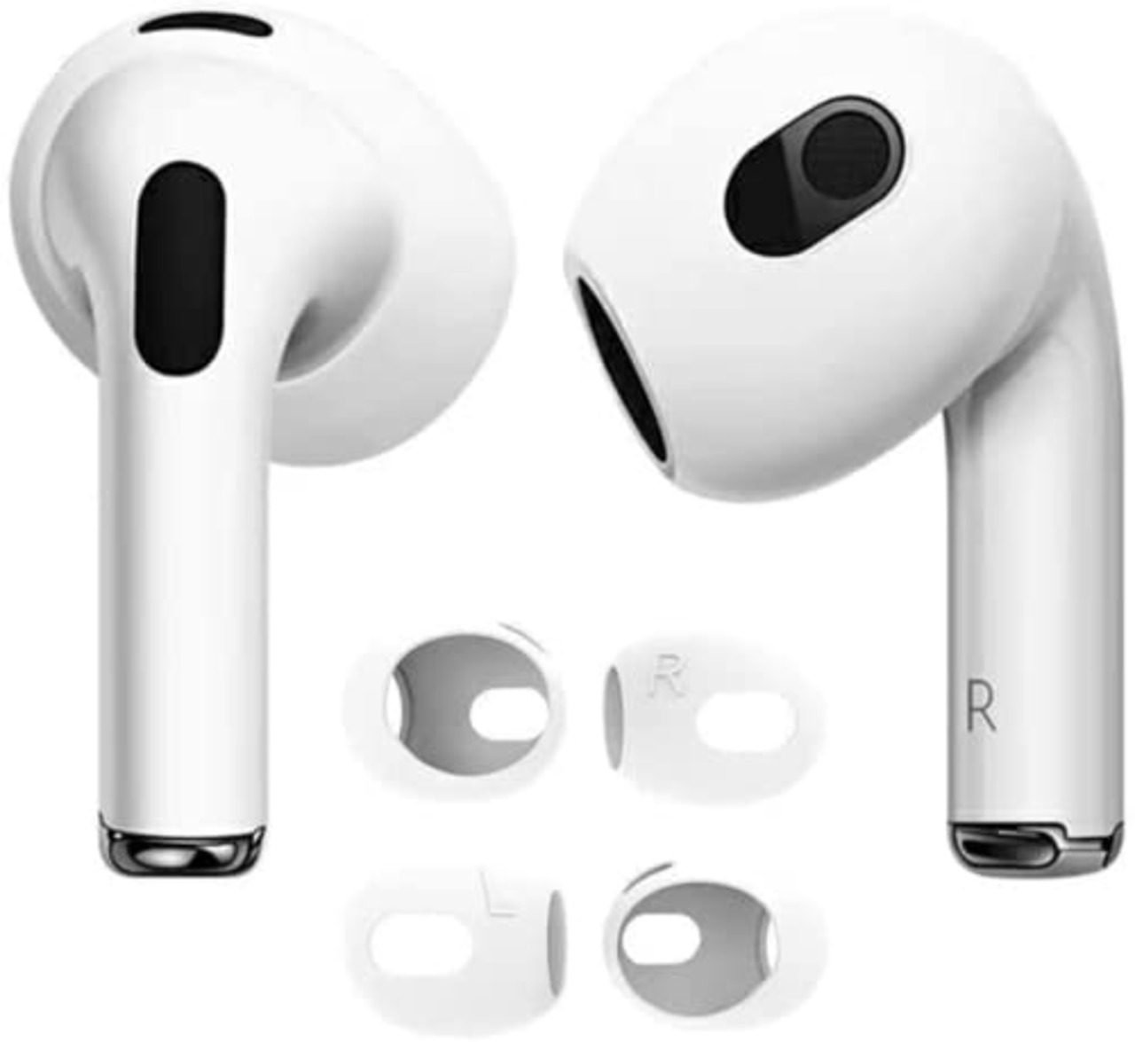 【4個入り】AMAPC for AirPods 4 イヤーピース 2024 シリコーン製イヤホン カバー airpods 4 落ち防止イヤーピース分離可能 遮音性/フィット感/脱落防止 ホワイト