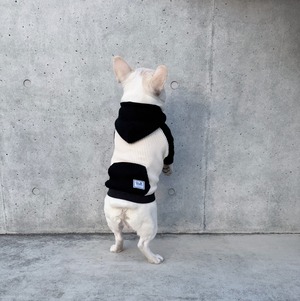 2TONE ワッフルパーカー アイボリー×ブラック