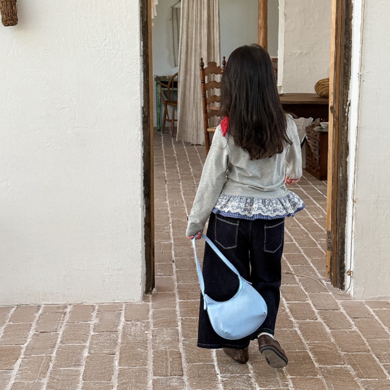 秋チェック柄刺しゅうジンズ