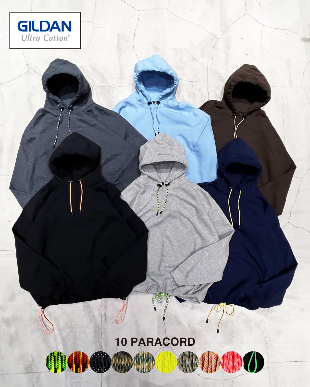 【GILDAN】PARACORD CUSTOM PULL HOODIE (6 BODY COLORS)