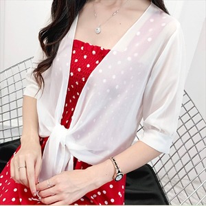 【送料無料】 半袖カーディガン 3色 リボン 無地 カジュアル系 大人可愛い 透け感 シースルー エレガント系 きれいめ こなれ感 フェミニン 夏 プチプライス 30代 40代 レディースファッション 可愛い お出かけ 女子会 デイリーユース お茶会 お呼ばれ 体系カバー