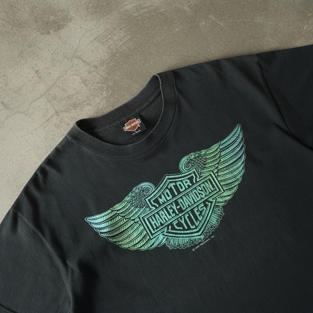 1990 USA製 Harley-Davidson ラメプリント Tシャツ L ブラック
