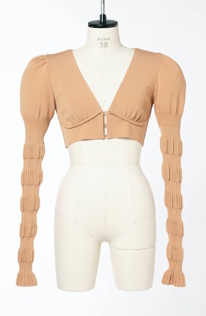 【FETICO】STRIPE KNIT SHORT CARDIGAN　FTC242-0711