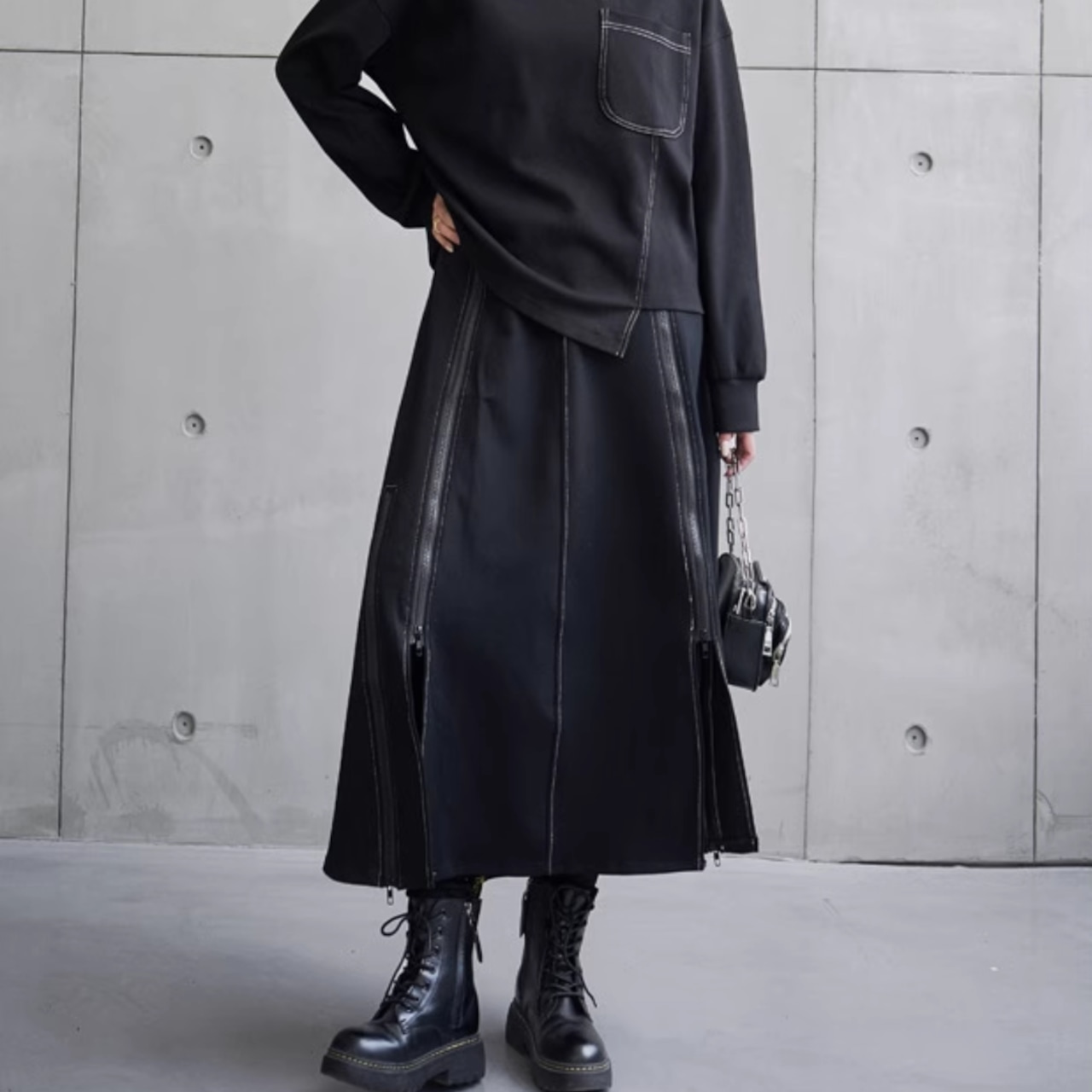 A-line skirt, slim midi skirt (ME120)