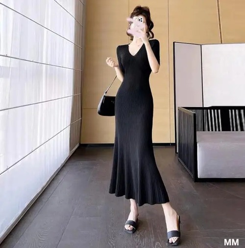 韓国スタイルのマタニティニットドレス,マタニティウェア,無地,半袖,Vネック,ハイウエスト,女性用 韓国系水着 セパレート水着 ワンピース水着 T240626160128_01