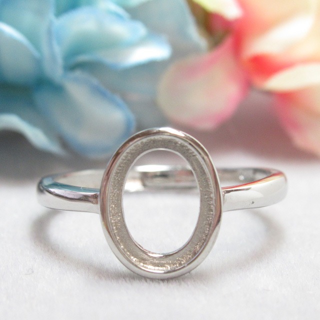 アウトレット9×7㎜弱 フラット ベゼル  S925  リング台 SV