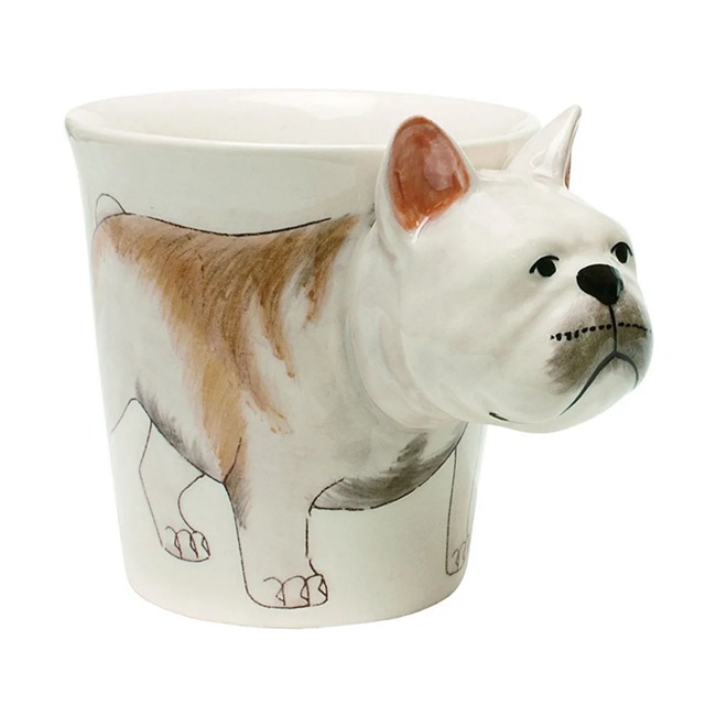 犬のはみ出し顔のマグカップ（フレンチブルドック）【電子レンジ/食洗機対応】/C0pernicus