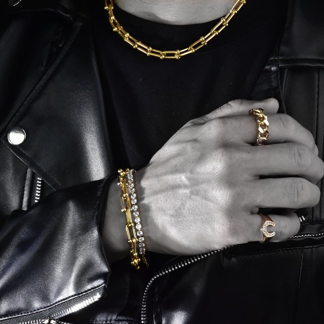 ハニエル　hanniel エレクトロン ブレスレットM 黒 Elan Bracelet Silver