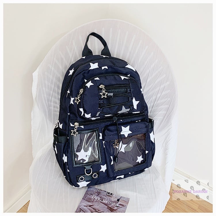 大容量】星柄 バックパック リュック 15インチ対応 20-35L ブラック