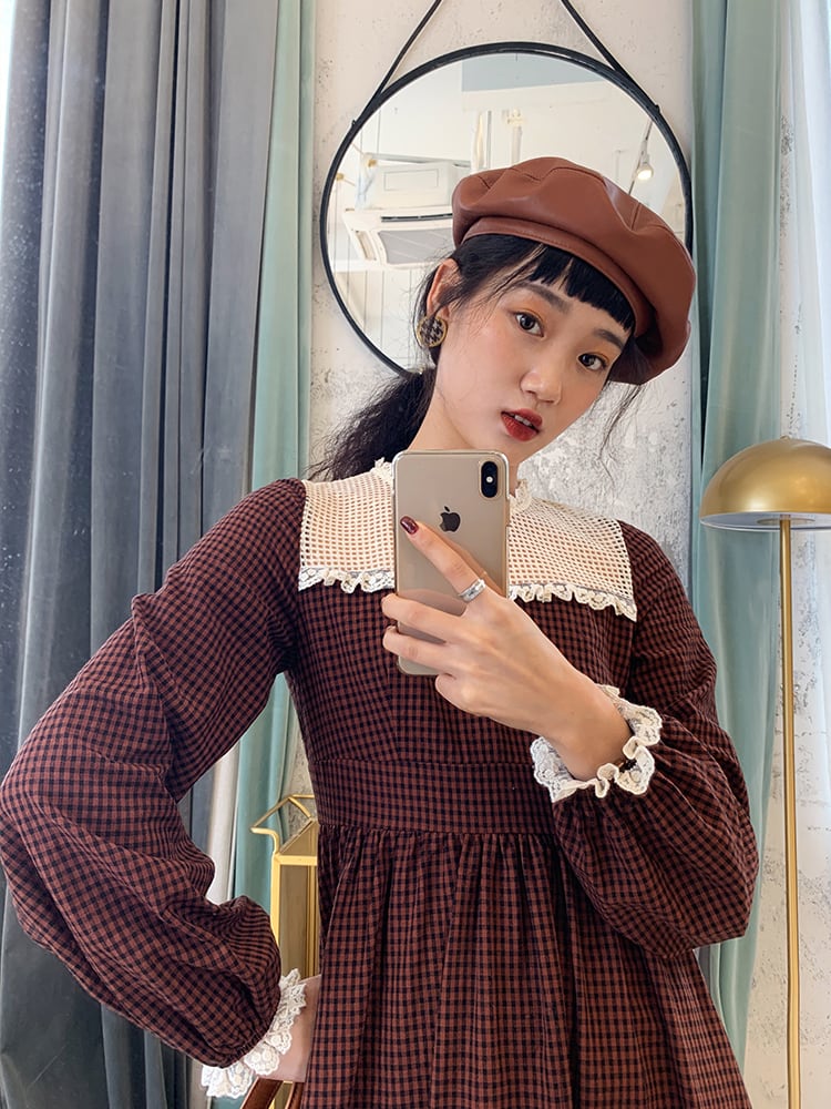 秋 冬 レディース ワンピース ロングワンピース 格子縞 チェック